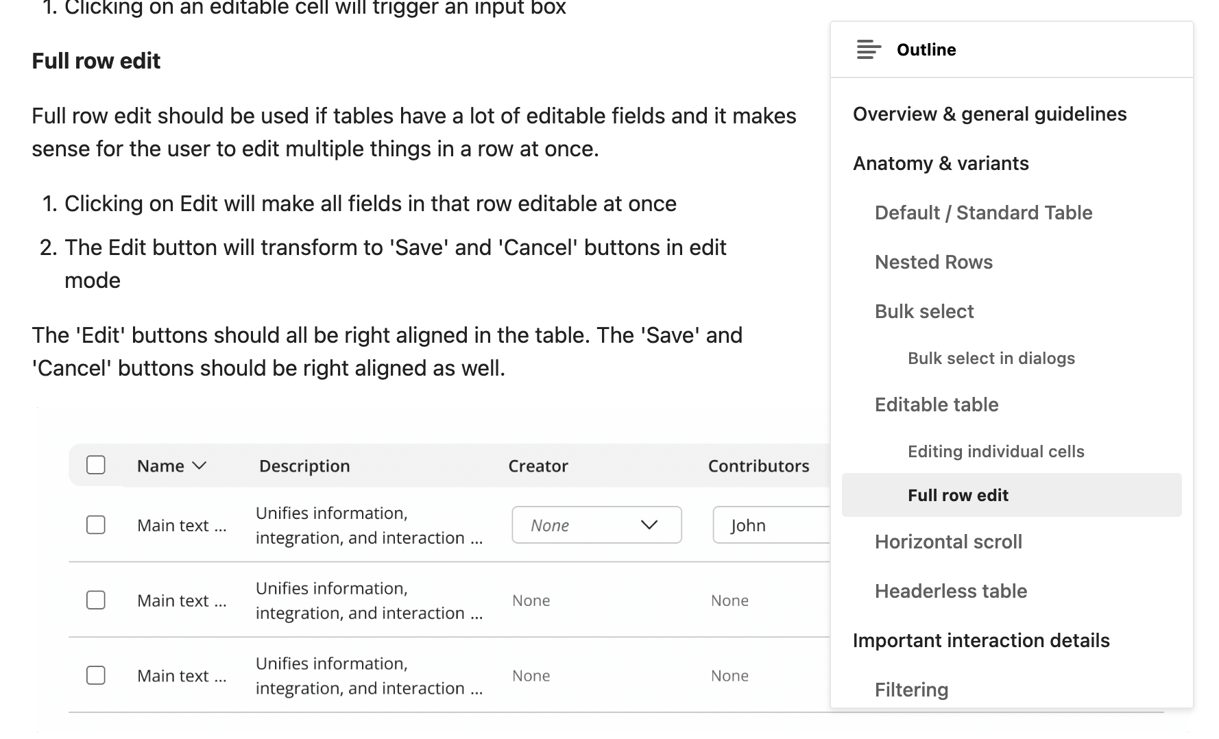 An example table guideline